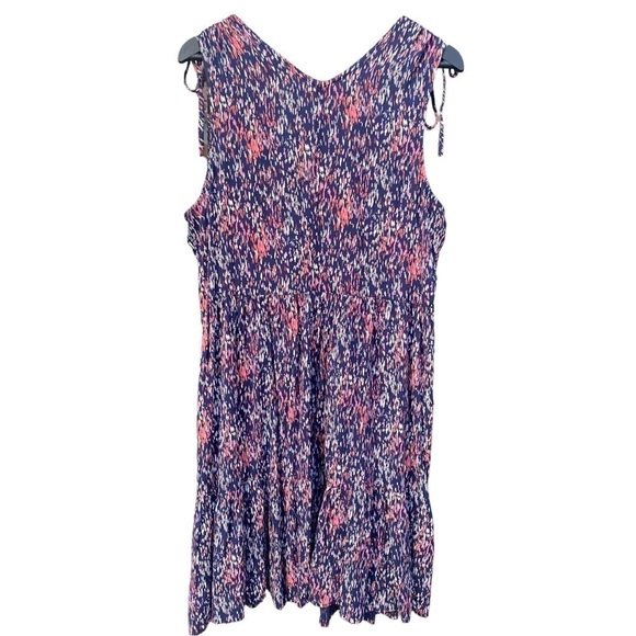 Caslon Navy Coral Painted Rain V-Neck Dress I Size:M - Picture 5 of 9